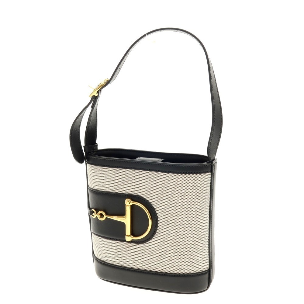Gucci Leather Canvas Spring Summer Bucket Bag Black Apd